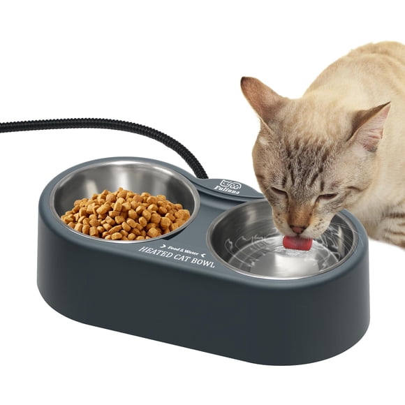 Cuenco para gatos Fuliuna Calefacción Doble Acero Inoxidable