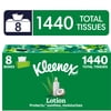 Kleenex Lotion Facial Tissues with Coconut Oil, 8 Flat Boxes, 180 Tissues per Box, 3-Ply