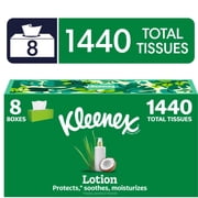 Kleenex Lotion Facial Tissues with Coconut Oil, 8 Flat Boxes, 180 Tissues per Box, 3-Ply