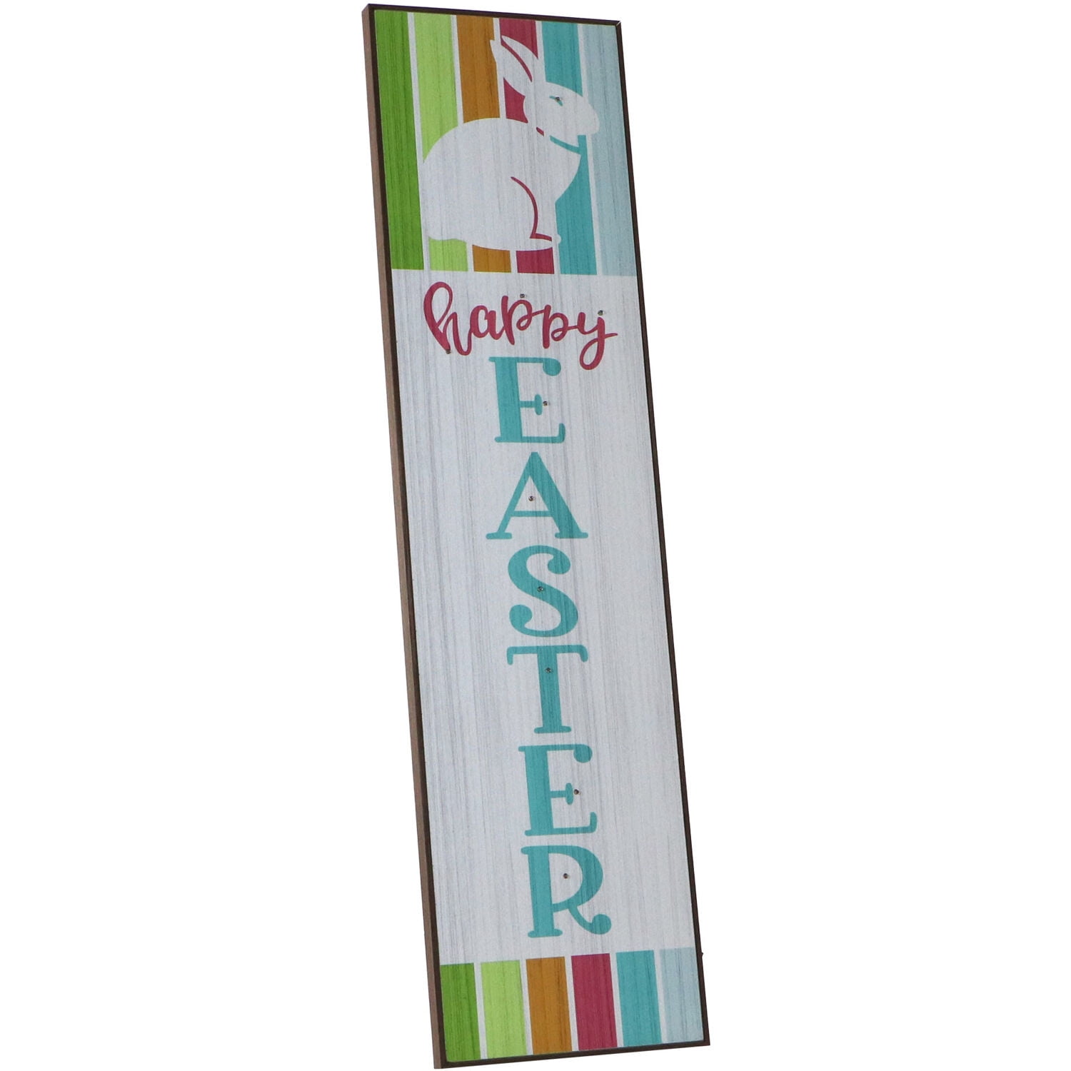 Fraser Hill Farm 45-inch Happy Easter Front Porch Sign with Built-In LED Lights and Bunny, Battery Operated, Spring Porch Leaner, Festive Holiday Decor for Home, Patio, Easter Decor, Multicolor
