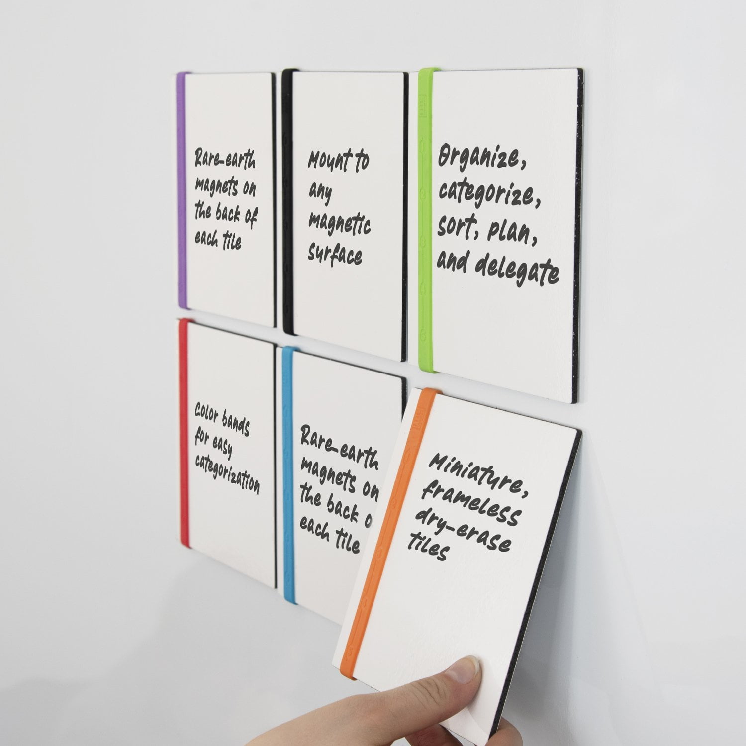 mcSquares Mini DryErase Tiles 6 Pack, Stackable, Rigid Whiteboard Cards 6 Premium