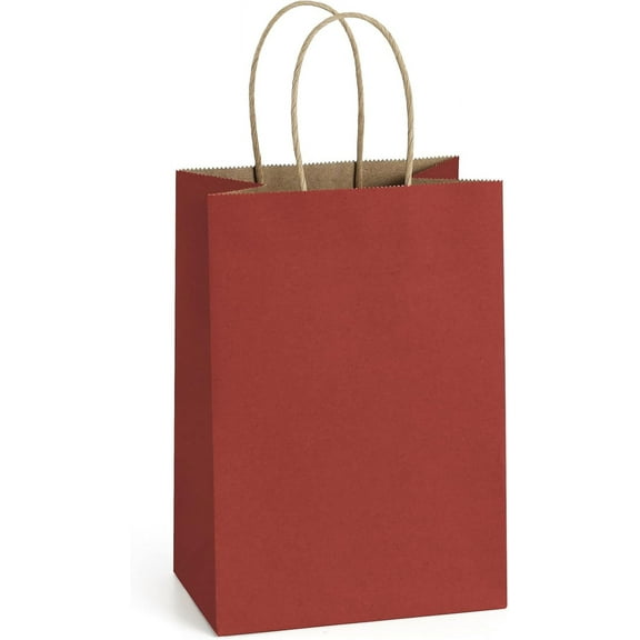Kraft Paper Gift Bags 38Pcs 5.78x3.03x8.15 inch Dark Red Small Gift Bags with Handles