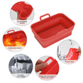 thumbnail image 3 of 1 Pack Air Fryer Foldable Silicone Liners Compatible with Ninja DZ201/DZ401, Reusable Square Silicone Pot for Air Fryer Basket Easy Clean Dual Air Fryer Accessories (Red), 3 of 7
