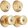 Brinks 4-Piece Keyed Entry Door Knobs and Deadbolt Locks, Polished Brass