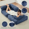 thumbnail image 3 of ZAFLY Folding Sofa Bed, Convertible Sleeper Chair with Pillows, Floor Sofa Chair Beds, Fold Out Couch for Small Space - Blue, 3 of 8