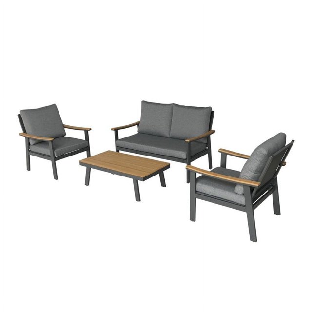 Noble House Sinclair Ensemble de Conversation Extérieur en Aluminium 4 Pcs Gris