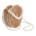 thumbnail image 5 of 1pc Pearl Strap Strap Cross Body Bag Bolsa de hombro de paja redonda (caqui), 5 of 5