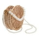 thumbnail image 2 of 1pc Pearl Strap Strap Cross Body Bag Bolsa de hombro de paja redonda (caqui), 2 of 4
