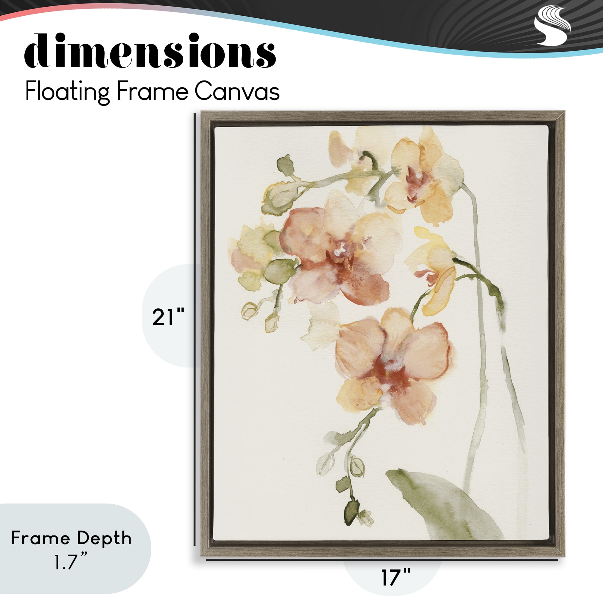 Stupell Industries Peach Orchid in Bloom Brown Framed Floater Canvas Wall Art, design by Victoria Barnes