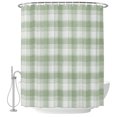 thumbnail image 2 of Sage Green Checked Shower Curtains for Bathroom, Farmhouse Gingham Buffalo Plaid Waterproof Fabric Shower Curtain, Decorative Bathroom Curtain for Bathtub, 72"x72", No Hooks Included, 2 of 9
