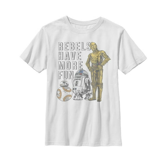 Boy's Star Wars The Last Jedi Rebel Droids More Fun  Graphic Tee White X Large