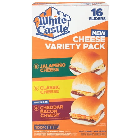 White Castle Cheese Slider Variety Pack, 29.44 oz, 16 Ct (Frozen)