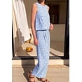 thumbnail image 4 of PRETTYGARDEN Womens 2 Piece Sets Summer Plaid Sleeveless Tops Wide Leg Pants Matching Lounge Set Beach Vacation Outfits, 4 of 9