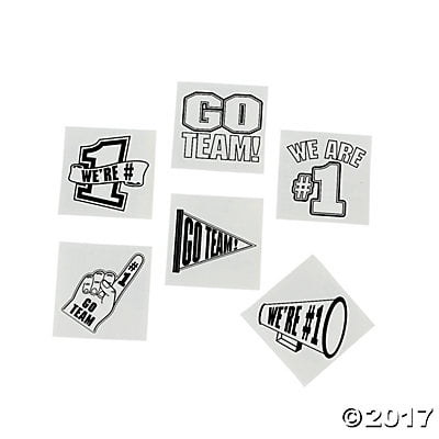 6 Dozen Case Collection - White Go Team Temporary Tattoos 6 dozen