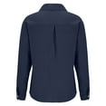 thumbnail image 6 of Women's Cotton Linen Down Shirt 2025 Spring Casual Long Sleeve Solid Color Shirts, Loose Fit Work Tops with Pockets for Daily Wear, Office Use, and Casual Outfits Navy XXL, 6 of 6