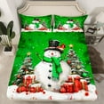 thumbnail image 2 of Manfei Cartoon Snowman Queen Sheet Sets for Boys Girls, Merry Xmas Flat Sheet, Green Christmas Gifts Queen Fitted Sheet, Super Cozy Room Decor 4 Pieces, 2 of 7