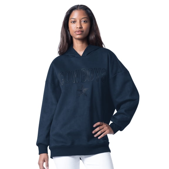 Women's G-III 4Her by Carl Banks Navy Dallas Cowboys Best Hitter Oversized Tunic Pullover Hoodie