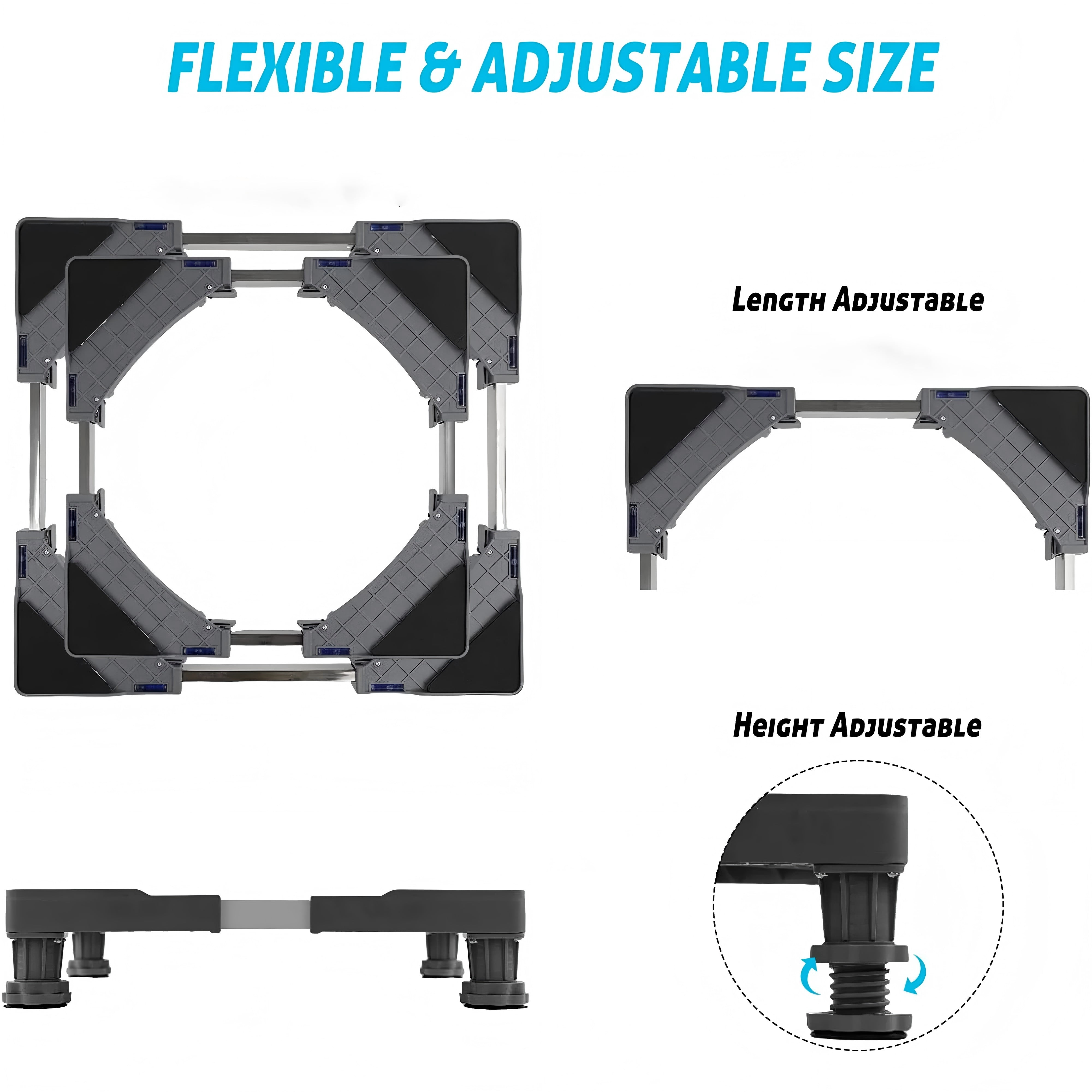PurePick Adjustable Mini Fridge Stand, Universal Appliance Base for Washer, Dryer and Refrigerator, 4 strong feet, Gray
