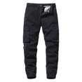 thumbnail image 1 of toraway Cargo Pants for Men Joggers Black Male Cargo Pants Solid Color Multi Pocket Tether Stretch Solid Color Pants 32, 1 of 3
