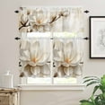 thumbnail image 2 of Retro Magnolia Kitchen Curtains and Valances Set, White Floral Vintage Pastoral Style Rod Pocket Window Valance 18 Inch Window Curtain Panels for Living Room Bedroom Laundry, 27.5x24in, 3 Pieces, 2 of 7