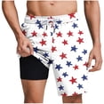 thumbnail image 2 of Miqool Men's 2 in 1 Swim Trunks with Compression Liner, Quick Dry Beach Shorts with Pockets, Summer Hawaiian Print Bathing Suit for Swimming Surfing, 2 of 9