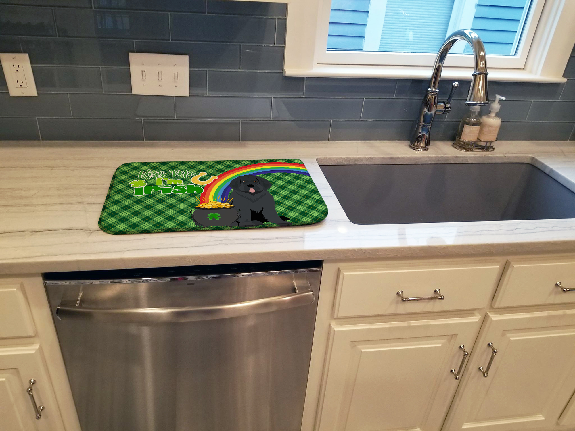 Black Newfoundland St. Patricks Day Dish Drying Mat