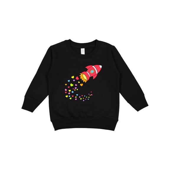 Inktastic Valentine's Day Rocket Ship with Hearts Toddler Sweatshirt