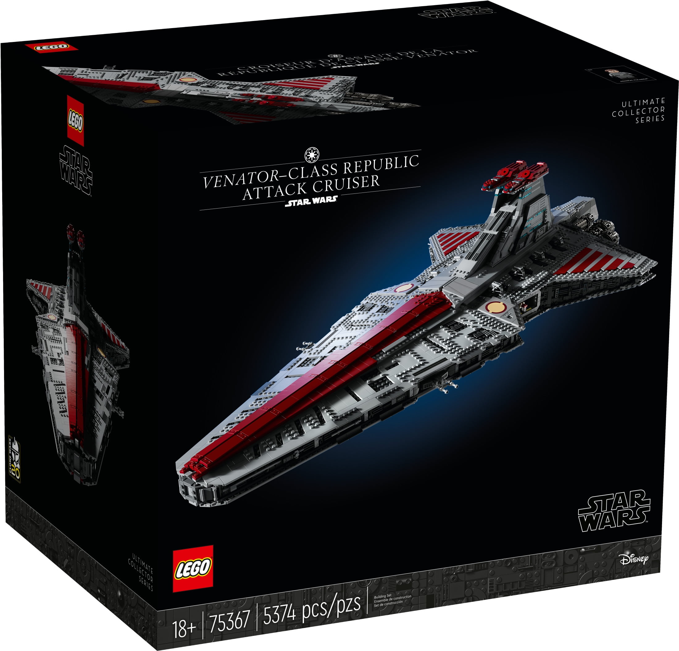 LEGO Star Wars Venator-Class Republic Attack Cruiser, Ultimate Collector Series Building Set for Adults with Captain Rex Minifigure, Star Wars Gift, The Clone Wars Activity for Stress Relief, 75367