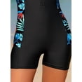 thumbnail image 2 of Girls' Long Sleeve Athletic Tank Top, Tropical Leaf Print Front Zip Boyleg Slimming Quick Dry Kids Workout Vest, Stretch Breathable Summer Outdoor Fitness Top, 2 of 4