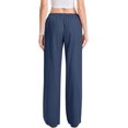 thumbnail image 5 of Women Cotton Linen Summer Palazzo Pants Drawstring Waist Wide Leg Lightweight Beach Trousers with Pockets, 5 of 10