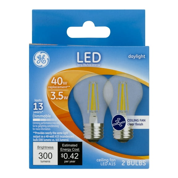 GE 28945 LED Bulb A15 E26 (Medium) Daylight 40 Watt Equivalence Clear Pair