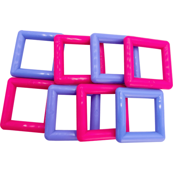 2112 Pk8 Square Rings M&M Bird Toys - Brightly Colored Durable Plastic Easy to play with Foot Toys