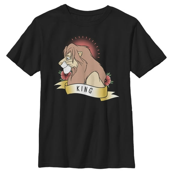 Boy's Lion King Valentine Simba King Graphic Tee Black Large