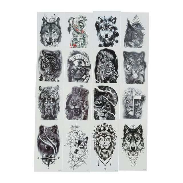 Waterproof Tattoo Sticker,16 Sheet Animal Pattern Temporary Tattoo Sticker Body Tattoo Sticker World-Class Design