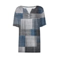 thumbnail image 4 of Camiseta para Mujer Camiseta con Estampado de Botones Manga Corta Diario Fin de Semana Moda Básica Cuello en V Top Regular Azul Real/S, 4 of 5