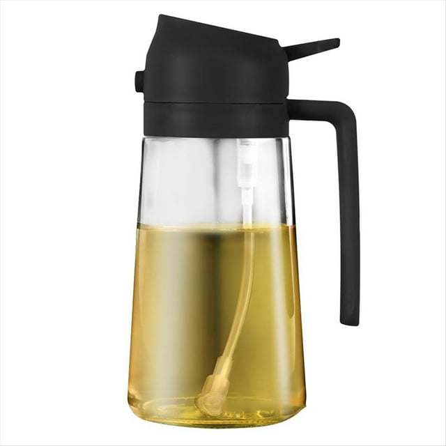Dispensador de Aceite de Vidrio 2 en 1, Apto para Cocina y Accesorios de Freidora de Aire, de Tipo Pulsador, Sin Aceite.