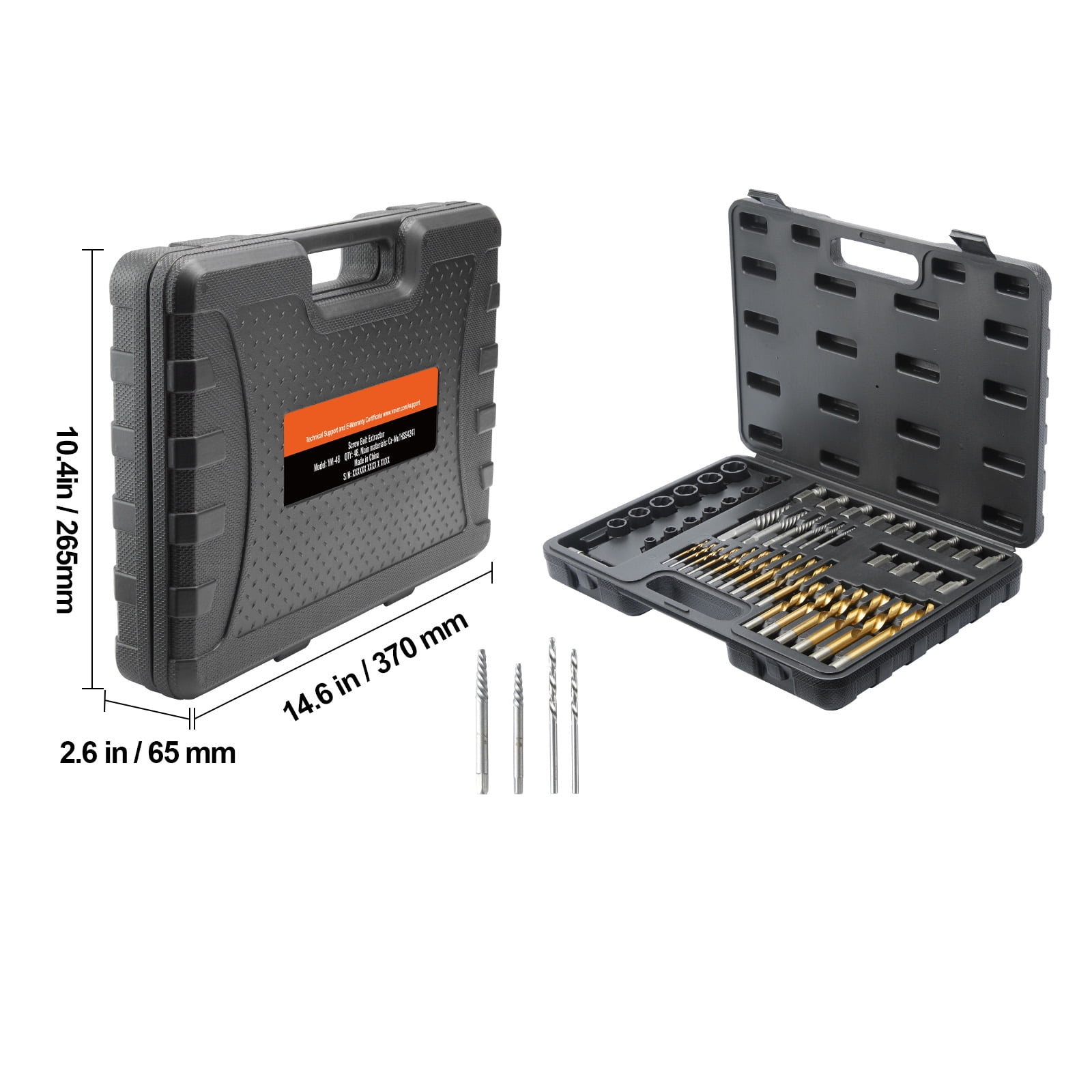 BENTISM Bolt Extractor Set, 48 PCS Impact Bolt & Nut Remover Set,13 PCS Bolt Extractor Set, 19 PCS Screw Extractors, 16 PCS Reverse HSS Drill Bits for Removing Damaged, Rusted, Rounded-Off Bolts