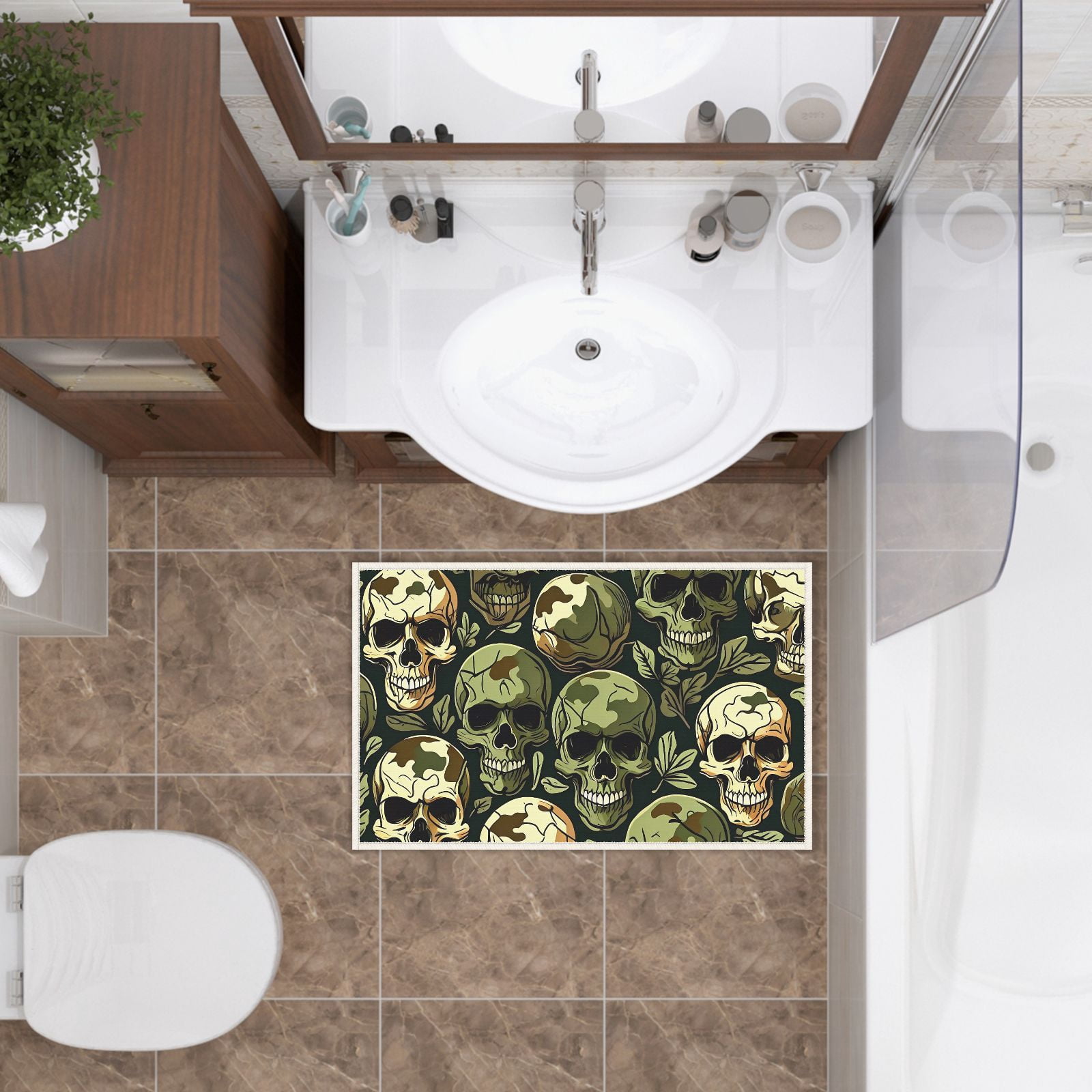 Halloween-themed Indoor Door Mat 19.7x31.5inch Earthy Tones Colorful Skulls Door Mats Wear-Resistant Multifunctional Durable Door Mat for Backyard Indoor Home Entryway Deco