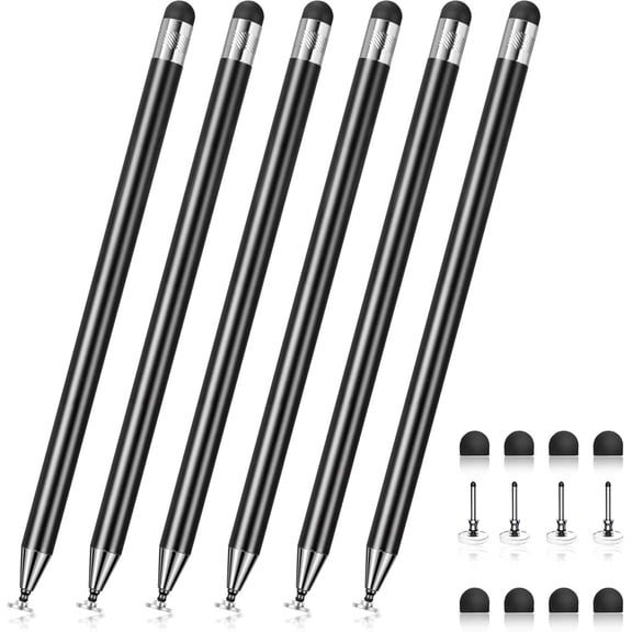 2-in-1 Stylus Pen for Touch Screen, Stylists pens for Touch Screens Compatible Phone/pad/and Tablets Touch Screens (6X Black)