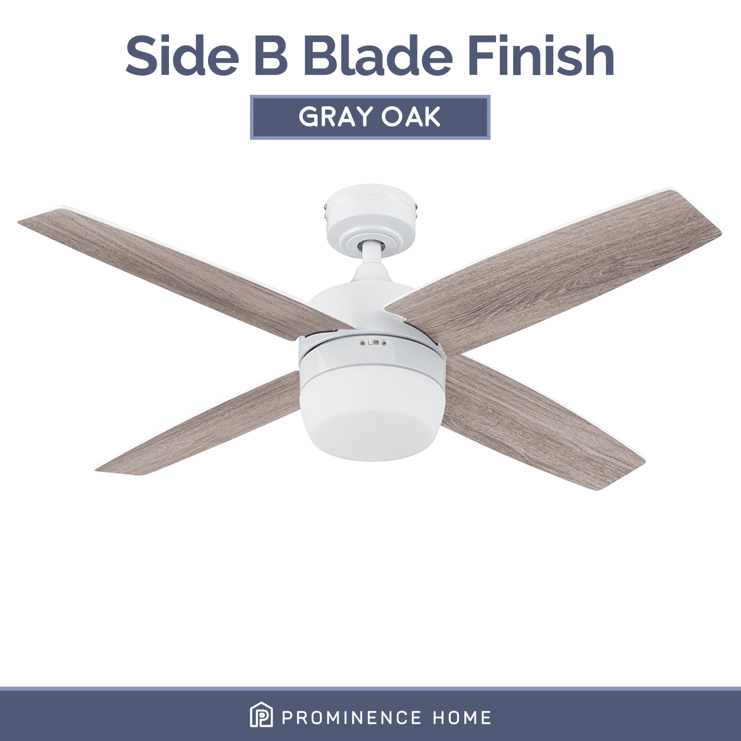 Prominence Home Atlas 44" White Ceiling Fan with Light, Remote Control, 4 Blades & Reverse Airflow