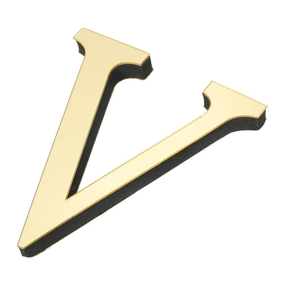 Uxcell 3D Acrylic Alphabet Mirror Wall Stickers Letter V Self Adhesive Letter Sign for Home Decoration Light Gold