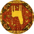 thumbnail image 1 of Ahgly Company Machine Washable Indoor Round Persian Yellow Traditional Area Rugs, 8' Round, 1 of 4