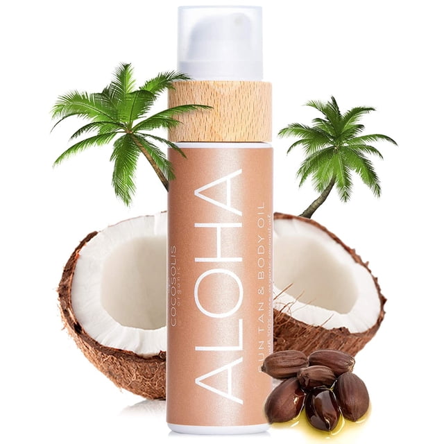 COCOSOLIS ALOHA Bronceador solar y aceite corporal XL | Loción para cama de bronceado orgánica | Obtenga un bronceado chocolate intenso y saludable | Acelerador de bronceado con 5 aceites preciosos pa