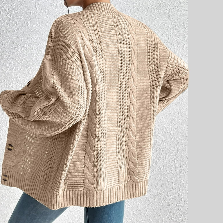Tdoqot Womens Casual Loose Long Sleeve Comfy Knit Cardigan Sweater