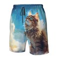 thumbnail image 2 of Yiaed Blue Sky Winged Cat Print Men's Swim Trunks with Lining Quick Dry Sports Shorts Beach Shorts Boardshorts-XX-Large, 2 of 5