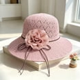 thumbnail image 2 of AirLoni Wide Brim Sun hat Hollow Out Woven Sunshade Hat Soft Breathable Flexible Big Brimmed Fisherman Hat Washable Vacation Travel Outdoor Hat Bucket Hat Light Violet,One Size, 2 of 3