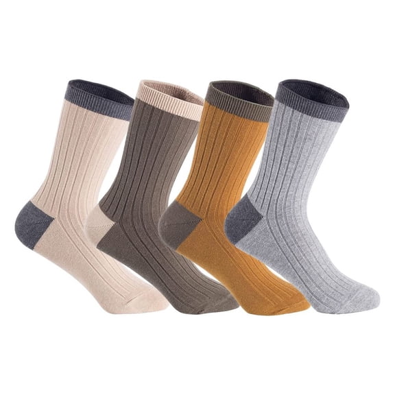 Lian LifeStyle Women's 4 Pairs Combed Cotton Socks HR1751 Casual Size 6-9 (Khaki,Olive,Mustard,Grey)