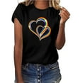 thumbnail image 2 of Gibobby Camisa Elegante Para Mujer Love Fashion Casual O-cuello manga camiseta blusa corta Tops mujer estampado colorido blusa de mujer（Negro， XXL), 2 of 4