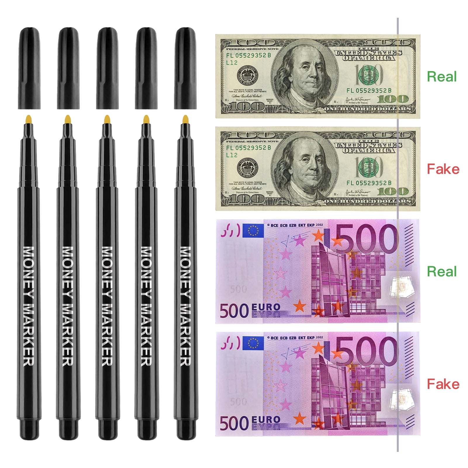 Money Detector,And To Real Fake Counterfeit Pen Markers Euro Usd Fake Money  Bills Real Pristin Rmb And To Use Markers Pen Siuke Pen Bills And Bills  Rookin Money Pen Siuke 12pcs -