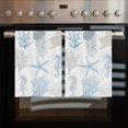 thumbnail image 2 of Navy Blue Coastal Kitchen Towels Set of 2, Water Absorbent Dish Towel, Nautical Summer Beach Coral Sea Turtle Decorative Hand Towels - Quick Drying Cloth for Cooking Baking, 18x28 Inch, 2 of 8